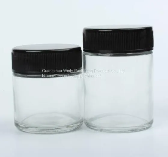 2oz Cosmetic Packaging Clear Glass Jar With Child Proof Cap