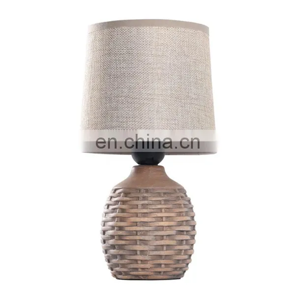 European Style Antique Ceramic Table Lamp and Ratton Pattern Desk Lamp photo-5