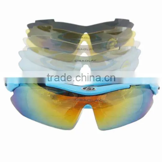 Blue Frame Outdoor Hunting Golf Fishing Hiking Sport Riding Skiing Uv400 Polarized Sunglasses Glasses 5 Lenses Case photo-4