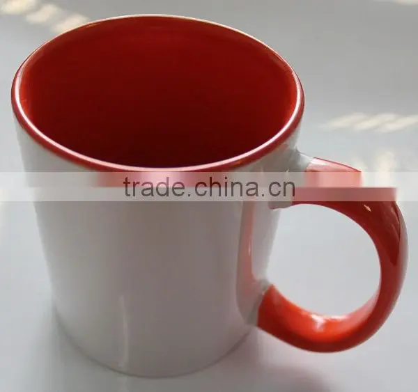 350ml Handle And Inner Colorful Sublimation Coated White Drinking Mug photo-3