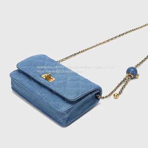 High-quality Rhombus Chain Bag Fashion Denim Small Fragrance Style Messenger Shoulder Bag photo-2