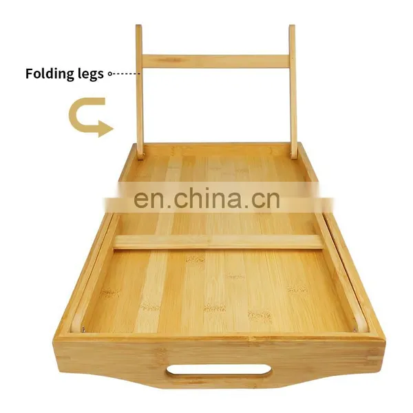 Eco Friendly Bamboo Tableware Rectangular Garden Party Serving Tray With Handle photo-5