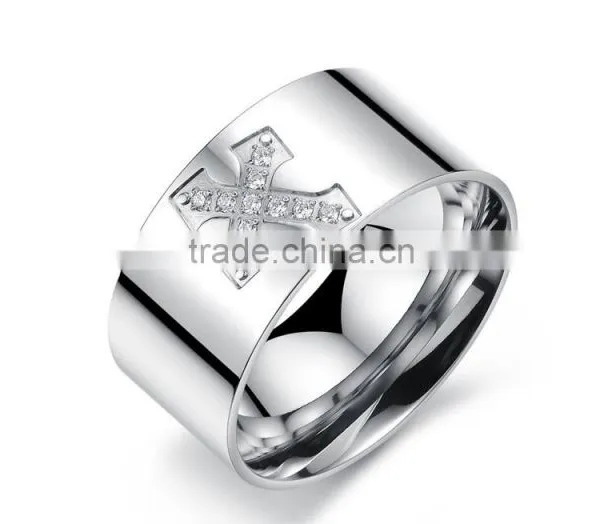 316L Stainless Steel Men's Ring Cross Retro Swagger Punk Rock Goth Band Boyfriend Gift photo-2