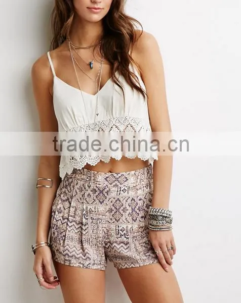 2015 China Manufacturer Customized Latest Design Casual Women Print Shorts photo-2