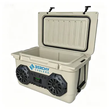 45L Durable Insulated Bluthtooth Speaker Cooler for Ice Fishing & Camping Waterproof PE Portable Cooler With Wheels photo-3