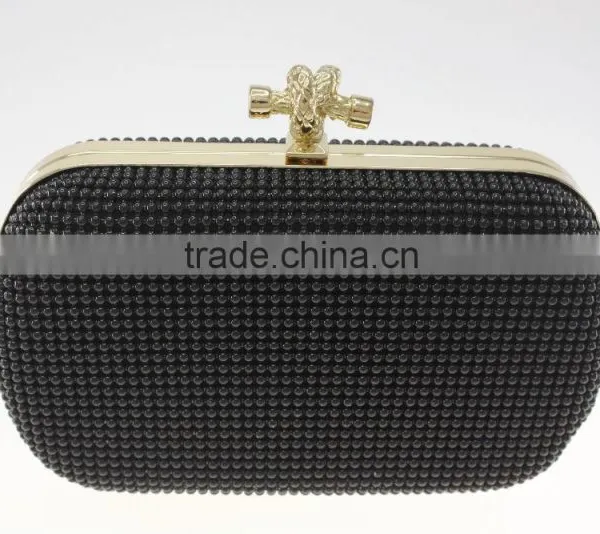 Black Cross Shaped Clasp Clutch Bag With Mesh Aluminum Available Color photo-2