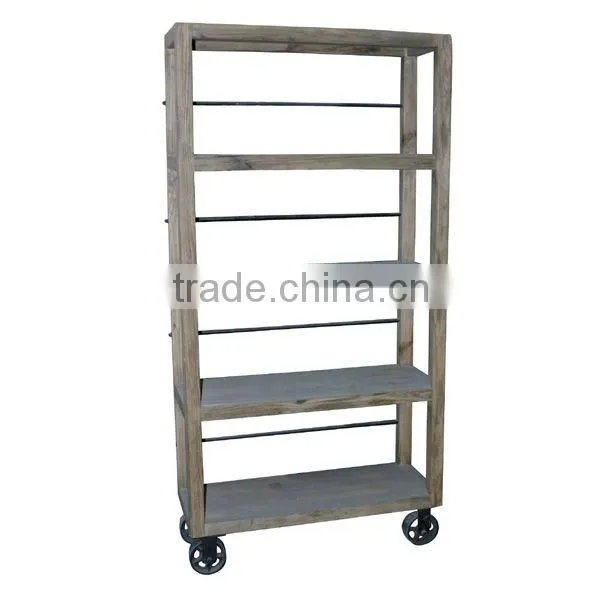 AF-317 Pine Furniture Wheel Legs Pine Bookcase