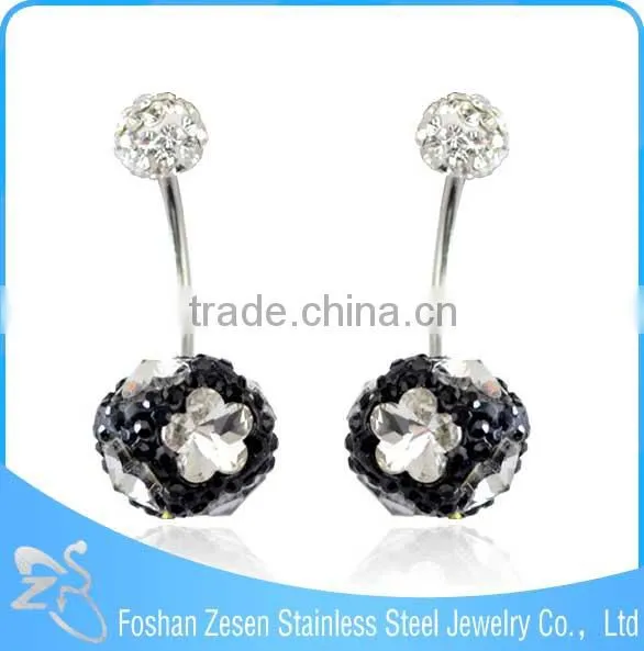 BR01746 Body Piercing Sapphire Crystal Heart Shaped 16 Gauge Navel Rings photo-4