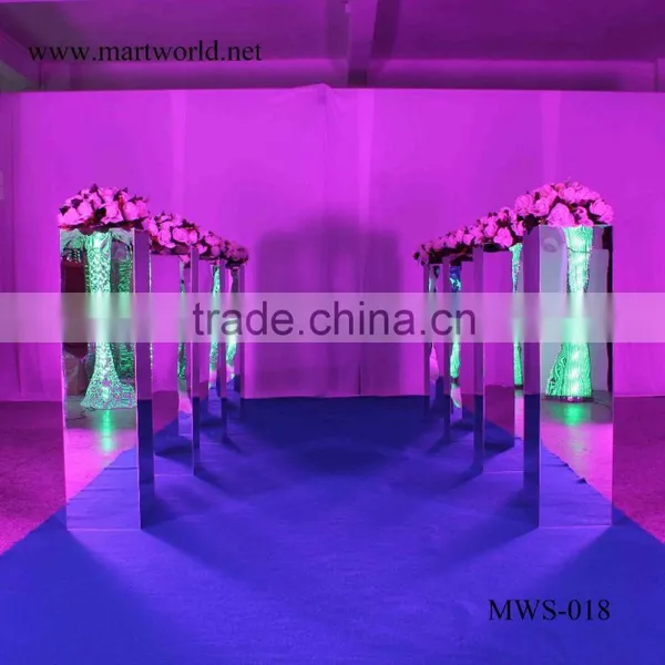 39 Inch Height Square Silver Mirror Column Party and Wedding Decoration Supplies in Guangzhou(MWS-018)
