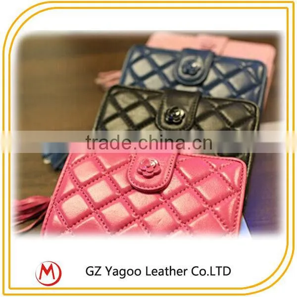 Plaid Thread Women Pure Leather Wallet With Photo Pocket photo-4