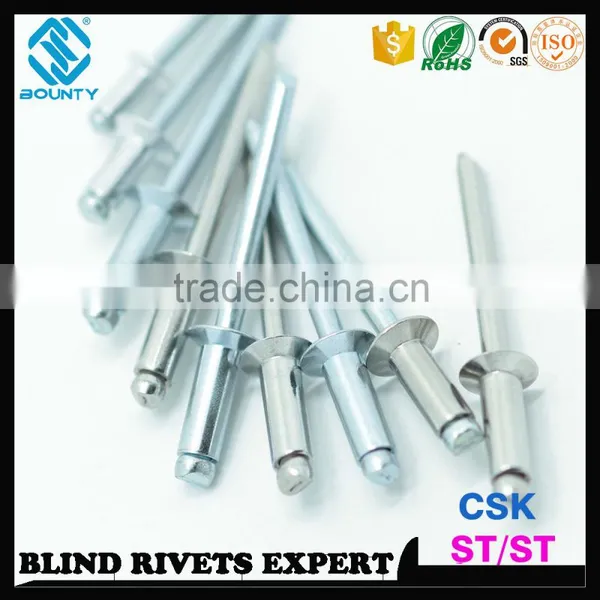 DIN 7337 STEEL RIVET BODY STEEL MANDREL CSK HEAD ST/ST RIVETS photo-2