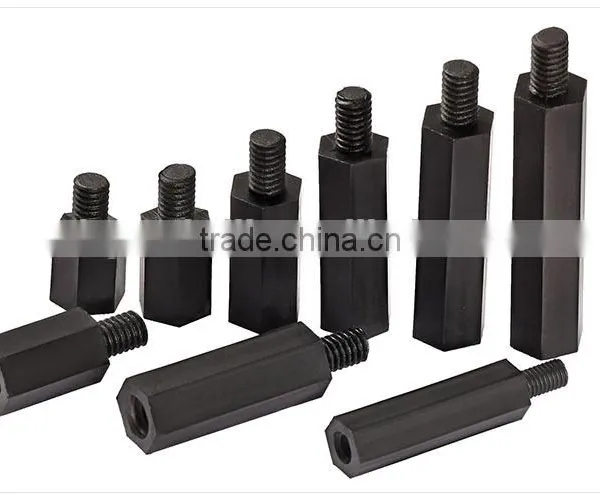 Hexagon Black Nylon Column, Flat Head, Two-way Nylon Column Separation Column, Plastic Sticks M3 M4 photo-2