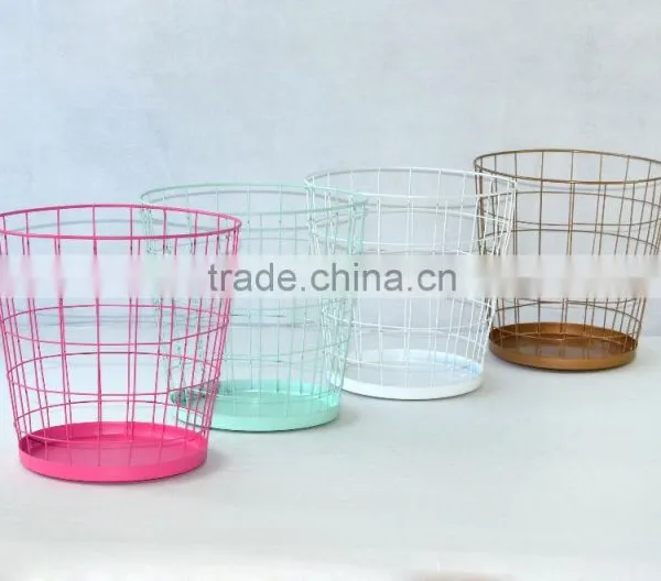 Office Stationery Metal Wire Round Waste Bin Large Paper Trash Can