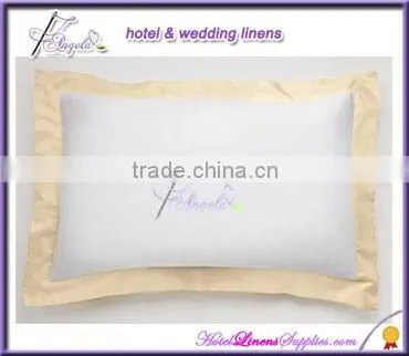 250TC White Plain Sateen Oxford Style Pillow Sham, Sateen Pillow Sham With Flanges/borders for Hotels