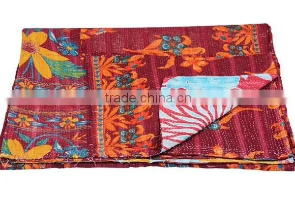 Buy Vintage Sari Kantha Quilt Patchwork Quilt Bed Cover Throw Kantha Embroidery Quilt