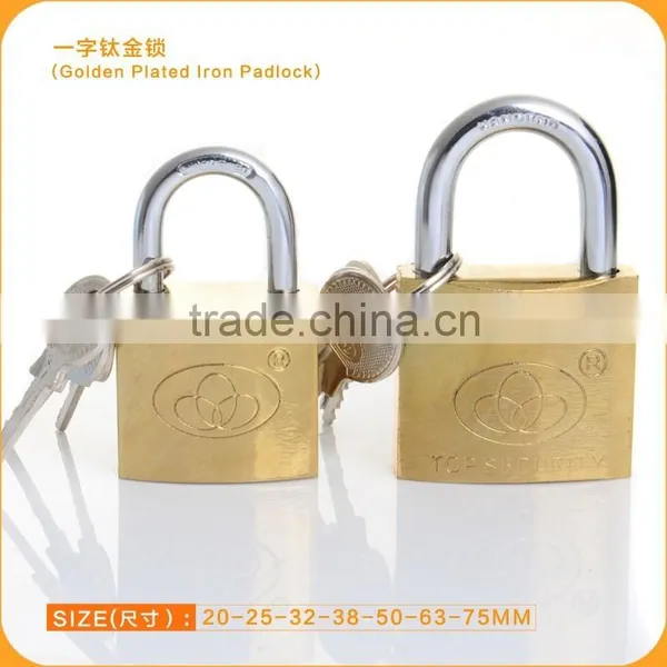Pujiang Best Brand Plated Titanium Golden Padlock