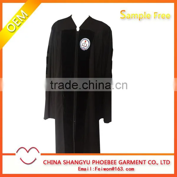 Doctoral Graduation Gown With Black Velvet Matte