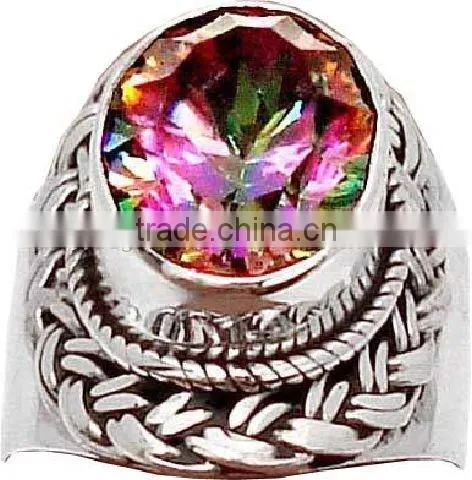 Sterling Silver Coral & Turquoise. Ring, Semiprecious Ring, Sterling Silver Rings photo-6