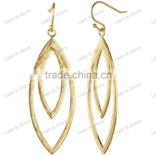 Metal Boho Gold Leaf Dangle Earrings