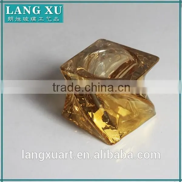 LX Mercury Glass Square Twist Tealight Silver and Gold Candle Holder photo-2