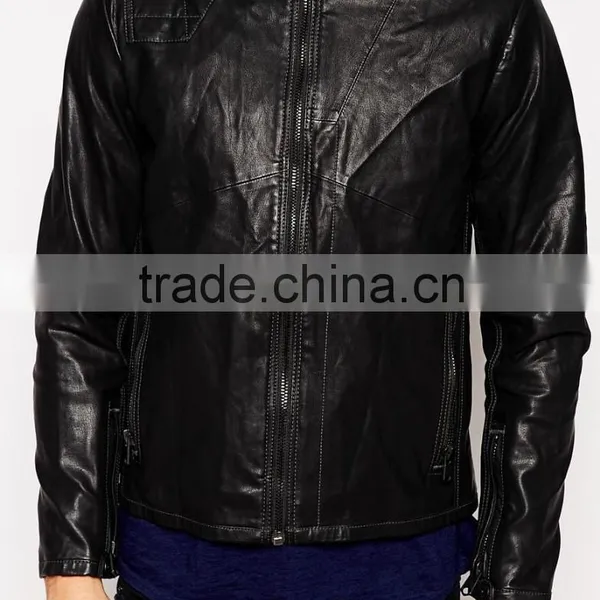 Mens Faux Leather Biker Jacket photo-3