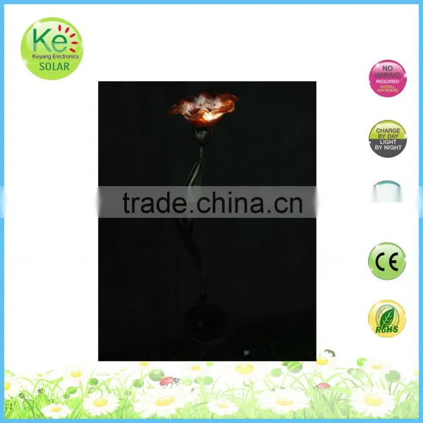 Ceramic Flower Metal Stake Solar Garden Gate Light photo-2