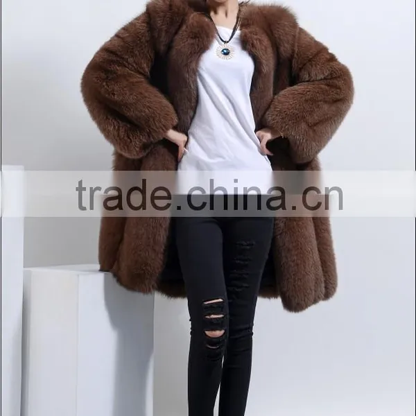 Winter Warm Thick Fox Fur Coats For Women Fashion Big Fox Fur Coats Saga KZ160098 photo-4