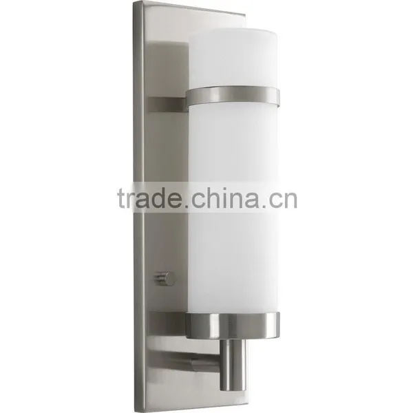 Modern Sconce Wall Light With White Glass in Brushed Nickel Finish