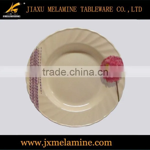 Tea Color Round Melamine Tableware With Wavy Rim photo-2