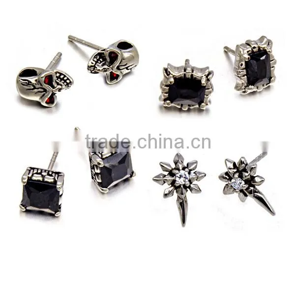 316 L Stainless Steel Punk Biker Jewelry Skull Earring photo-6