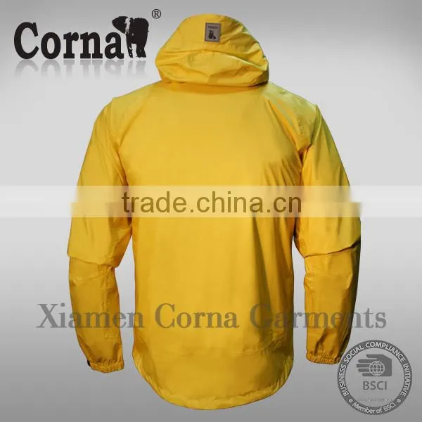 2015 New Arrival Windproof Man Hooded Yellow Shiny Down Jacket photo-3