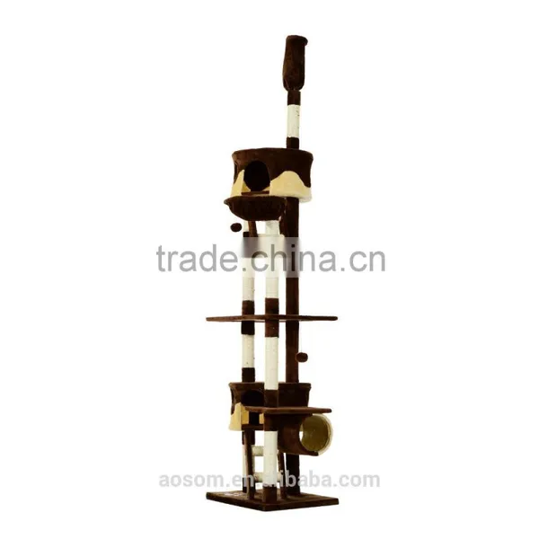 Pawhut Coffee Cream 260cm Cat Tree Kitten Activity Center photo-4