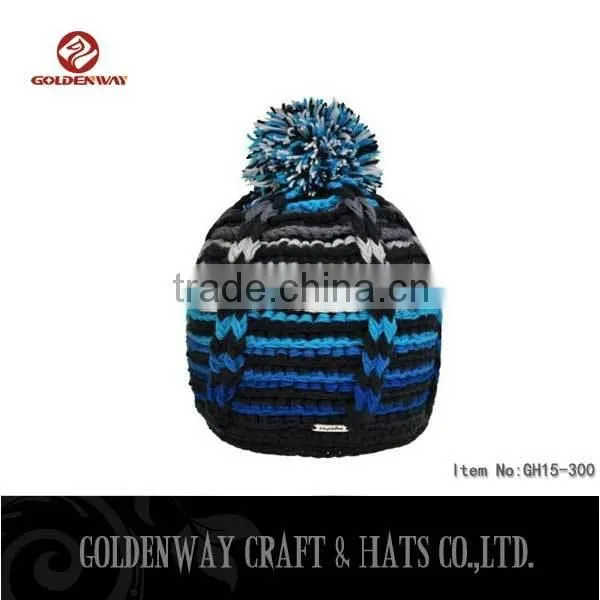2016 Custom Knitted Black Logo Beanie Hat/Embroidered Knitted Beanie
