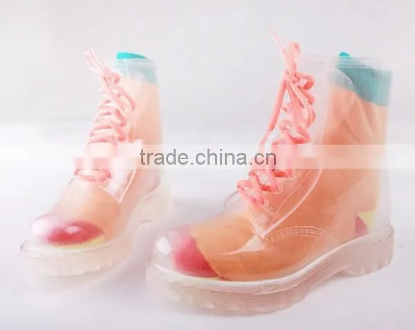 Candy Colors Women PVC Rain Boots Cheap Ankle PVC Rain Shoes photo-4