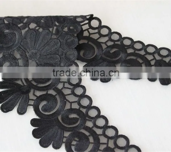 Fashion Neckline Design Embroidery Guipure Lace Collar Black Applique photo-4