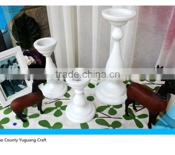 Home Decoration White and Black 3 Set of Wooden Candle Holder photo-2