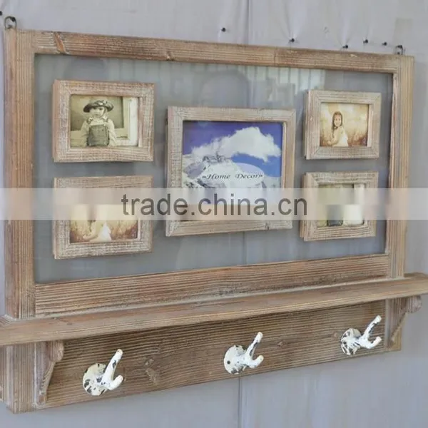 2016 Shabby Chic Wooden Shelf With Frames With Hooks photo-6