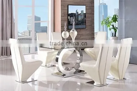 TH286 Modern Dining Room Furniture Tempered Glass Table Chairs photo-2