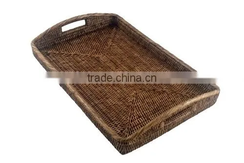 Natural Rattan Storage Serving Tray photo-2