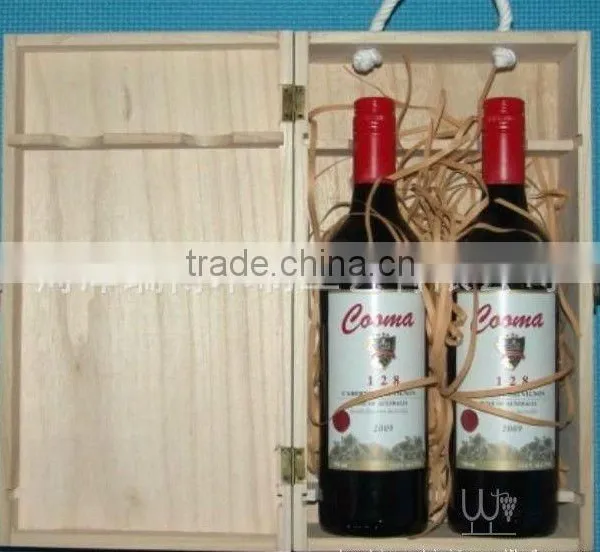 Two Bottles Red Wine Wood Box photo-3
