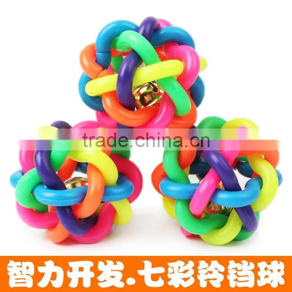 Hot Selling Pet Color Sounding Toy Ball Colorful Bell Knitting Ball 9.5cm Large Puzzle Toys photo-2