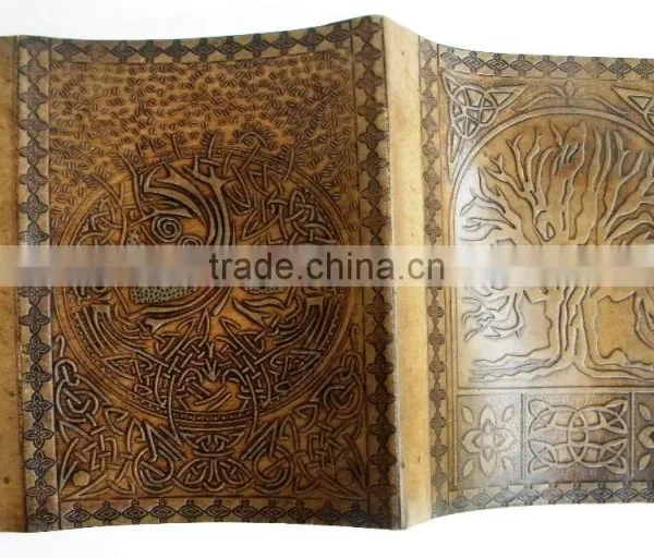 Indian Super Fine Handmade Vintage Embossed Tree of Life Design Leather Notebook photo-4
