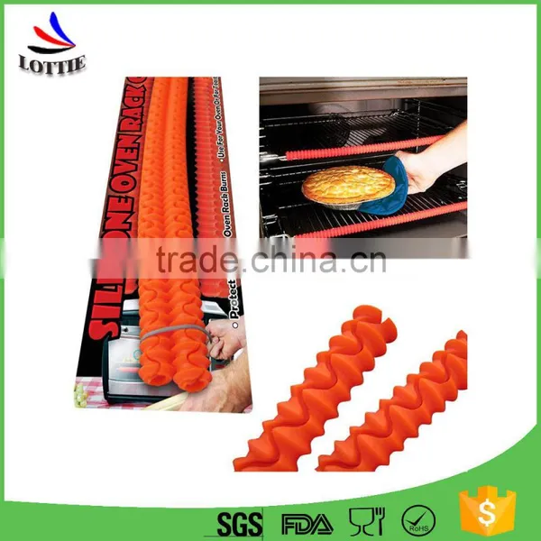 Hot Selling 2 PCS/SET Heat Resistant Silicone Oven Rack Guards ,silicone Oven Grill Rack With High Quality