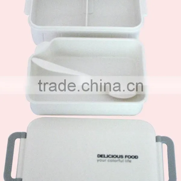 1.4LFood Grade Rectangle Two Layer Plastic Lunch Box With Spoon photo-4