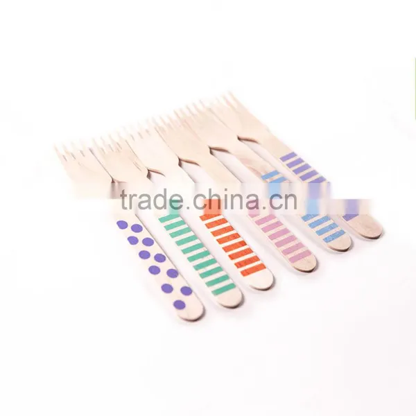 Striped Wooden Utensils Wooden Cutlery Disposable Tableware Set photo-3