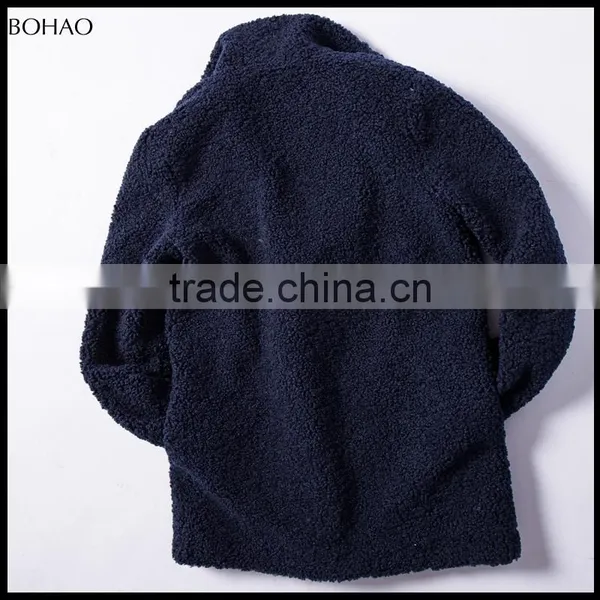 2015 Winter Fashion Blue French Terry Wool Fabric Coat photo-6