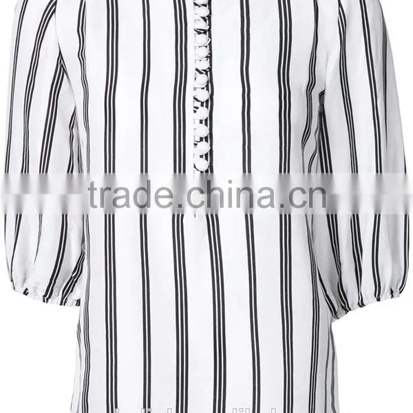 2016 High Quality Fancy Stripe Shirt Elegant Design OEM Service photo-4