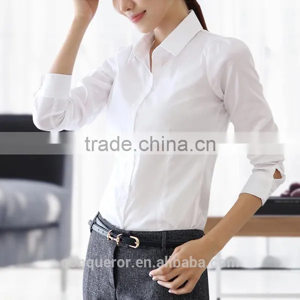 Latest Made to Measure Long Slim Fit Cotton Shirt for Elegant Business Lady photo-3