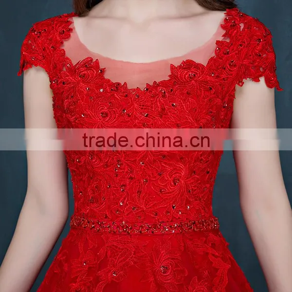 MGOO Cheap Price Wholesale Red Lace Long Prom Dress Ladies Elegant Chiffon Evening Dinner Long Dresses Handmade 2040 photo-5