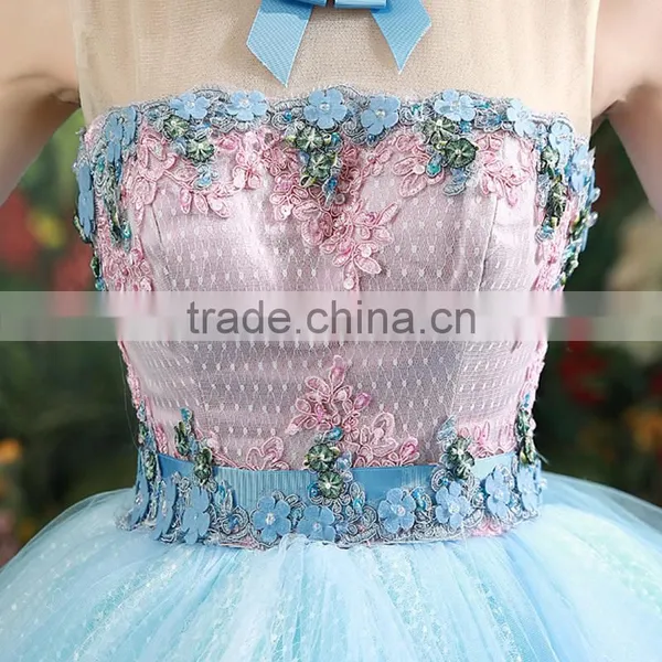 MGOO High Quality Hand Made Fairy Blue Prom Dresses Big Ball Tulle Dress Beautiful Vestidos YDYS15B0016 photo-4